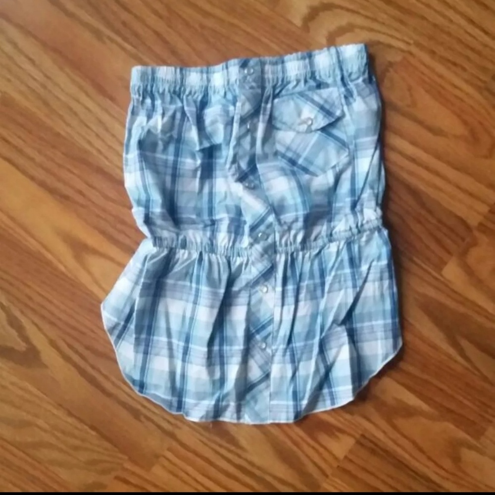 Blue plaid tube top